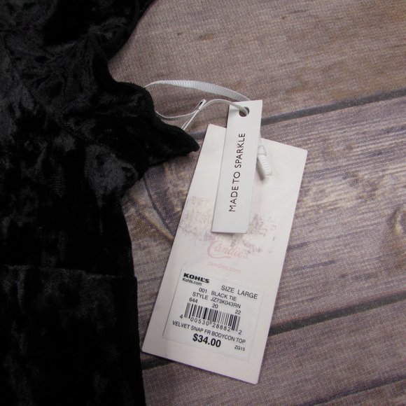 Candies Crushed Velvet Body Con Snap Front Top L - Picture 3 of 6
